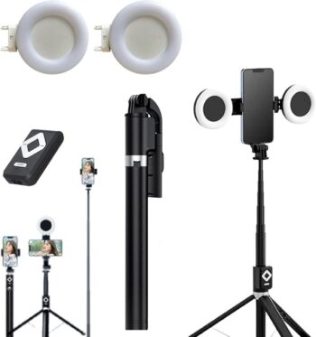 Double LED light selfie stick